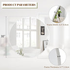 BEAUTYPEAK 30 Inch Round Mirror, Metal Frame Circle Mirror, Wall Mounted for Entryway, Bathroom, Vanity, Living Room, White