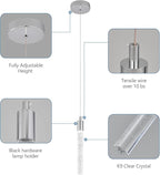 Modern Kitchen Island Pendant Light Dimmable LED Chrome Finish Mini Crystal Pendant Lighting Bedroom Bedside Table Small Pendant Lights（2-Pack）