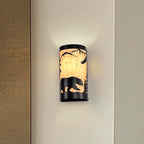 Black Wall Sconces Set of Two,Bear Metal Yellow Parchment Rustic Wall Sconces,Farmhouse Hallway Wall Light Fixtures,Industrial Wall Mount Lamp,Indoor Wall Lamps for Living Room,Bedroom,Porch