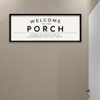ZZJJHYWGQ Welcome to the Porch Sign 32"×12" Home Hallway Wall Decor Wasting Time Is Considered Time Well Spent Horizontal Family Entryway Wood Framed Art (Black)