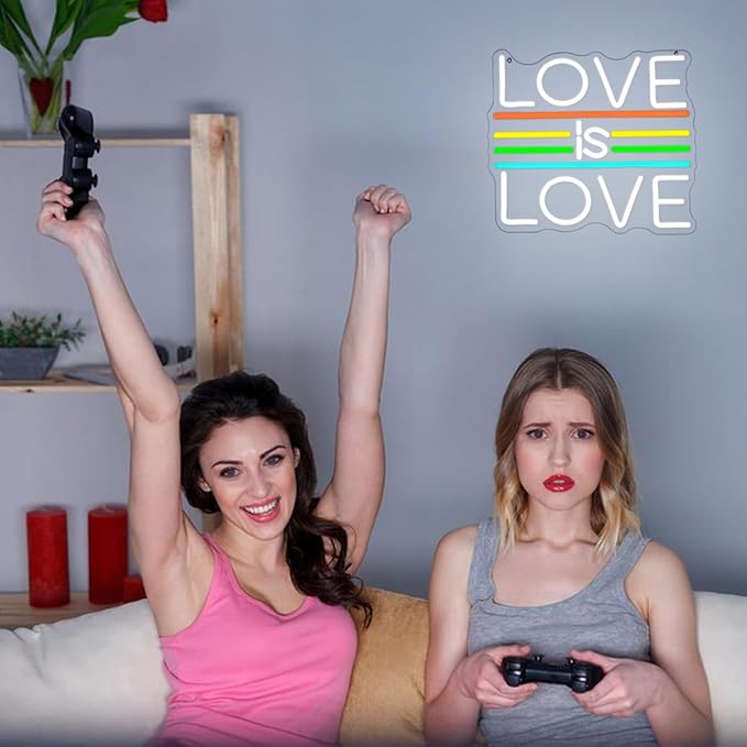 Love Is Love Neon Sign for Wall Decor Wedding Neon Light Pride Rainbow LED Neon Sign Colorful Led Neon Light for Bedroom Man Cave Gay Bar Decoration