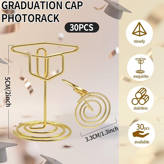 30 Pcs Picture Display,2 Inch Gold Photo Holders,Gold picture Holders for Tables,Table Number Holders，Party supplies for autumn harvest festivals, Halloween, Thanksgiving,Fall Decorations (Style 2)