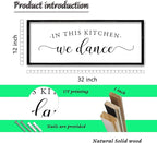 ZZJJHYWGQ In This Kitchen We Dance Sign Wall Decor 32"×12" Farmhouse Funny Kitchen dining room Signs Horizontal Wooden Framed hanging Art (Black)