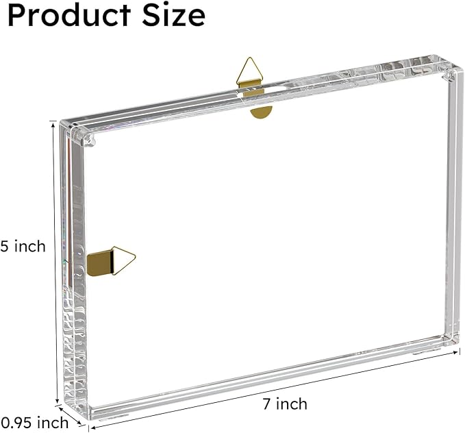 AITEE 5x7 Acrylic Picture Frames 3 Pack 20% Thicker Block, Clear Picture Frames Freestanding Double Sided Magnetic Acrylic Lucite Frameless Transparent Square Photo Frame Gift for Wall and Desktop Display