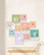 KBKBART Vintage Cocktail Poster Set of 10, Retro Bar Cart Accessories, Colorful Cocktail Wall Art, Funky Drink Aesthetic Pictures for Bar Cart Decor, Preppy Bar Art Prints for College Dorm Apartment - Unframed