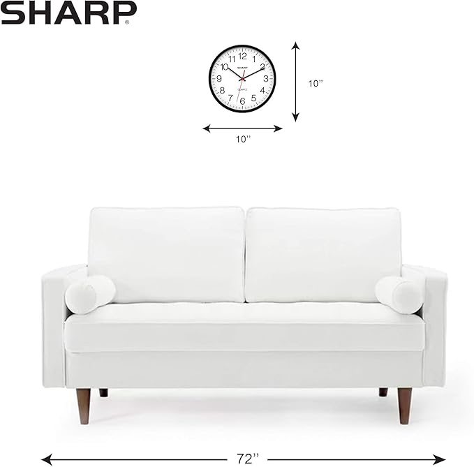 Sharp Wall Clock Silent Non Ticking 10 Inch Quality Quartz Battery Operated Round Easy to Read Home/Kitchen/Office/Classroom/School Clocks, Sweep Movement,Black