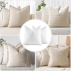 MIULEE 26x26 Euro Pillow Inserts,Set of 2 Down Feather Throw Pillows for Couch Sofa Bed, Decorative Fluffy Throw Pillow Inserts Cotton Fabric,White