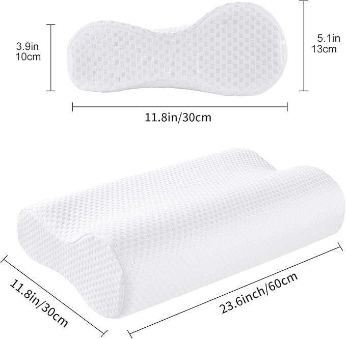 Cervical Pillow for Neck Pain Relief, Neck Pillow for Sleeping Neck and Shoulder Pain, Orthopedic Sleeping Pillow for Adults Kids, Ergonomic Contour Memory Foam Pillow