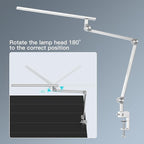 VERSKI LED Desk Lamp, Dual Light Source 18W Brightest, Eye-Caring Optical Lens, Task Lamp with 5 Color Modes & Brightness, Aluminum Alloy Clip or Clamp