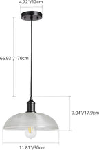 Glass Pendant Light Fixtures - Vintage Pendant Lights Kitchen Island, Hanging Light Fixture for Dining Room, Small Pendant Light for Bedrooms, Black Pendant Lights for Bathroom