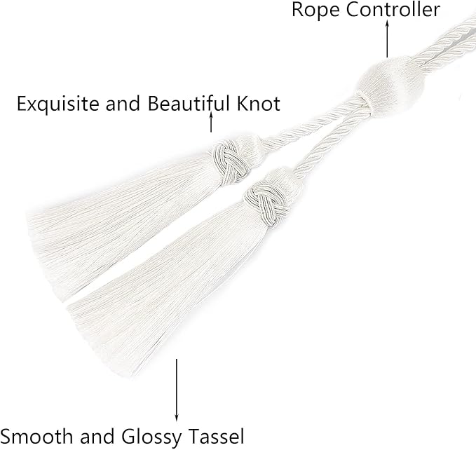 Curtain Tiebacks with Tassel,Modern Rope Window Curtain Ties Backs for Draperies, Outdoor Elegant Decorative Curtain Holdbacks 4 Pack