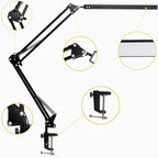 LED Desk Lamp, Adjustable Swing Arm Lamp with Clamp, Eye-Caring Reading Light, 10 Brightness Levels, 3 Lighting Modes, Memory Function Lamps for Home Office Adapter (Black)