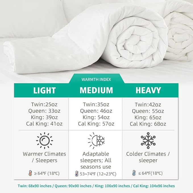 APSMILE Oversized Queen Size Down Feather Fibers Heavyweight Duvet Insert - Thick Comforter with 100% Cotton Cover, Fluffy Fill-Power Winter Bedding for Cold Weather (98 x 98 inches, Ivory White)