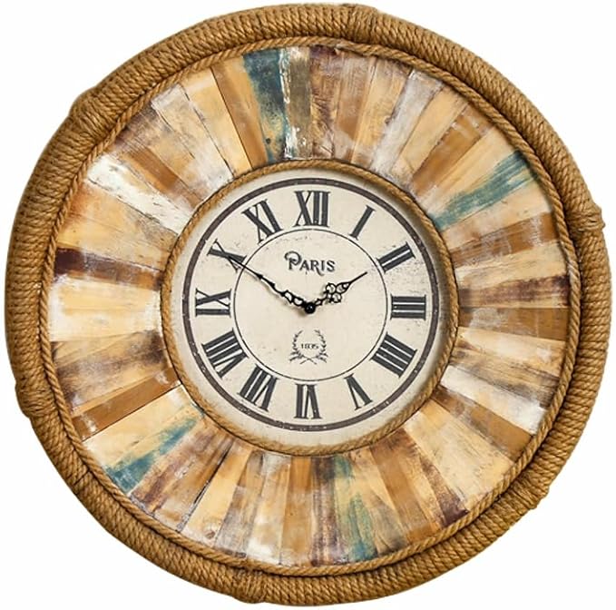 Vintage 24 Inch Wall Clocks,Quartz Silent Non Ticking,Battery Operated,Roman Numeral Style,for Bedroom, Kitchen,Living Room Farmhouse Rustic