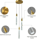 Modern Light Fixture Kitchen Island Pendant Light Dimmable LED Gold Pendant Lights Mini Crystal Pendant Lighting for Bedroom Dining Room Living Room（3-Light ）