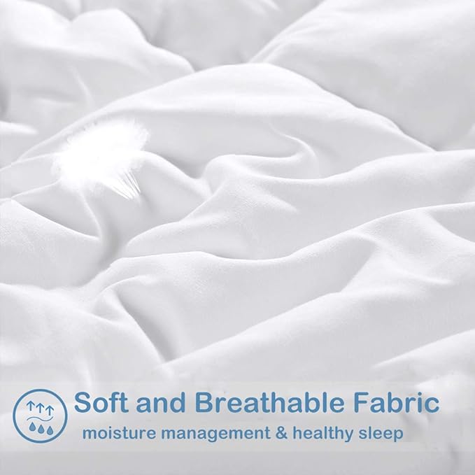 EASELAND Oversized King Down Alternative Comforter - Quilted Duvet Insert for All Seasons, Soft Lightweight with Corner Tabs, Summer Winter Warm Bedding, White 98x116 Inches