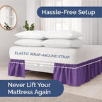 Wrap Around Dust Ruffle Bed Skirt - Purple - for King Size Beds with 21 Inch Drop - Easy Fit Elastic Strap - Adjustable Pleated Bedskirt w/Brushed Fabric - Wrinkle Free - for Women, Men, Kids & Teens