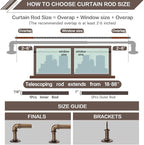 Industrial Curtain Rods 18 to 144 in,Blackout Curtain Rod,Adjustable Length,1 in Diameter Pipe,with Aluminium Finials (Antique Brass, 18” to 144”)