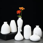 Set of 9 Ceramic Bud Vases for Pampas Grass Flowers, Small Vases in Bulk for Centerpieces Boho Vases for Wedding Decorations Neutral Living Room and Bedroom Decor DIY Gift (White)