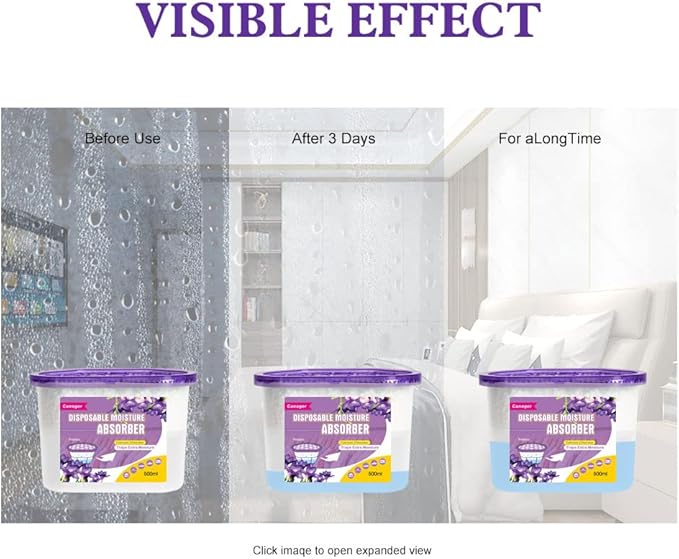 CANAGER Moisture Absorber Box-Odor Eliminator,Absorb Excess Moisture. Suitable for Wardrobe, Bedroom, Kitchen and Bathroom-6 Packs, Effectively Collect Water, Fresh Air,Freesia. Fuchsia