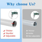 White Curtain Rod Adjustable 40-88 Inch Extra Wide Heavy Duty Telescoping 1 Inch Diameter Metal Window Rod with Extendable Mounting Brackets Matte White Finish Home Decor Easy Install Wide Windows