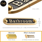 Bathroom Brass Door Sign. Traditional Style Home Décor Wall Plaque Handmade By The Metal Foundry UK.
