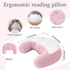 Reading Pillow Lap Pillow for Reading Gaming Pillow for Arms Crochet Pillow Provides Wrist & Elbow Support Suitable for Reading Gaming Working While Sitting on The Bed Floor or Sofa （Pink）