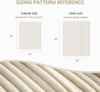 Cozy Bliss Faux Fur Throw Blanket for Couch, Cozy Warm Plush Striped Blanket for Sofa Bedroom Living Room,60 * 80 Inches Beige