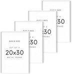 HAUS AND HUES 20x30 White Metal Picture Frames - Features Premium Aluminum, Vertical & Horizontal Hang, Shatterproof Plexiglass - Perfect for Home, Room, Office (20x30 in, White, Set of 4)