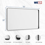 WEER 50X30 Inch Black Metal Framed Bathroom Mirror, Black Bathroom Vanity Mirror Farmhouse, Rounded Rectangular Matte Black Wall Mirrors, Tempered Glass, Anti-Rust (Horizontal/Vertical)
