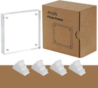 4x4 Acrylic Picture Frames, 20mm Thick Clear Frameless Magnetic Photo Frames, Double Sided Transparent Square Frame Gift for Desktop Display(3 Pack)