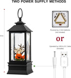 Halloween Snow Globe Lantern Water Glittering Spooky Ghosts in Pumpkins with Music, USB Lined/Battery Operated Lighted Lantern for Halloween Festival Decoration Gifts