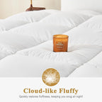 100% Organic Feather Down Comforter Oversized Queen, Luxury Extra-Fluffy Duvet Insert, All Season Bed Comforter with Ultra-Soft Organic Cotton Case (98x98 Inch, Ivory White)