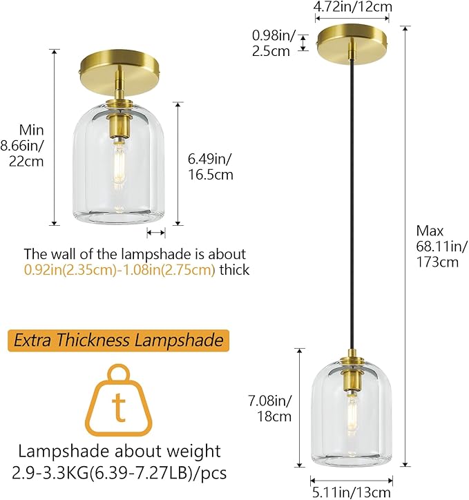 Modern Gold Pendant Lights Kitchen Island Ceiling Chandelier Indoor Crystal Hanging Light Fixtures for Dining Room Kitchen Living Room Bedroom（1Pack）