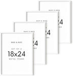 HAUS AND HUES 18x24 White Metal Picture Frames - Features Premium Aluminum, Vertical & Horizontal Hang, Shatterproof Plexiglass - Perfect for Home, Room, Office (18x24 in, White, Set of 4)