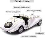 1:28 Scale Pullback Diecast Metal Antique Classic Model Cars Collectible Toy Gifts (White,Length 6.5in/16.8cm)