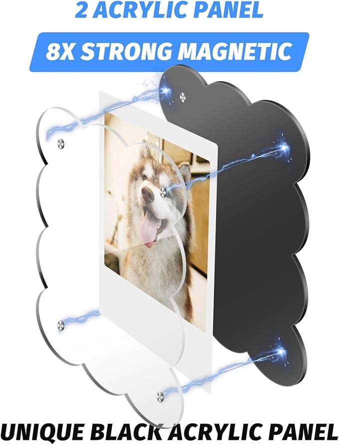 5 Pack Acrylic Polaroid Frame for Refrigerator, Magnetic Wallet Size Picture Frame Fits Mini Instant Film and 2x3 Photo Paper, 2.5x3.75 Magets Frame for Fridge (Scalloped)