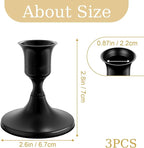 Black Taper Candle Holders Set of 3, Vintage Metal Candlestick Holders for Dinner Room Table Centerpiece or Mantel Wedding Party Decor