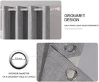 MIULEE Linen Texture Curtains for Bedroom Solid 100% Blackout Thermal Insulated Grey Curtains Grommet Room Darkening Drapes Luxury Decor for Living Room Nursery 52x72 Inch (2 Panels)