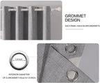 MIULEE Linen Texture Curtains for Bedroom Solid 100% Blackout Thermal Insulated Grey Curtains Grommet Room Darkening Drapes Luxury Decor for Living Room Nursery 52x63 Inch (2 Panels)