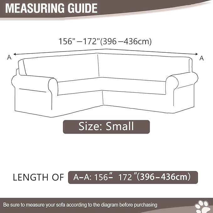 HDCAXKJ Sectional Couch Cover L Shape Stretch Sofa Covers Washable Jacquard Corner Couch Slipcover Non Slip Sectional Slip Cover U Shaped Furniture Protector for Pets Dogs (Ivory White, Small)