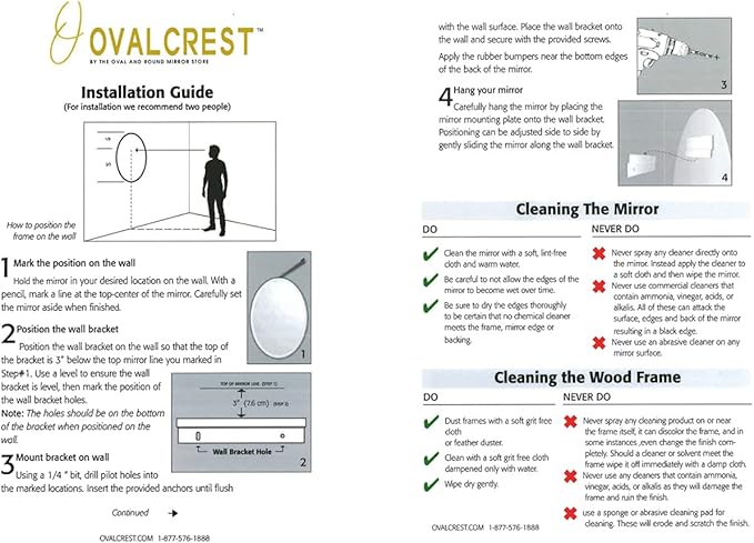 OVALCREST - Oval Wooden Beveled Wall Mirror for Home Decor, Bathroom, Vanity, Bedroom, Living Room, Hallway - London Style (Silver Spray) 21.1 x 31.1