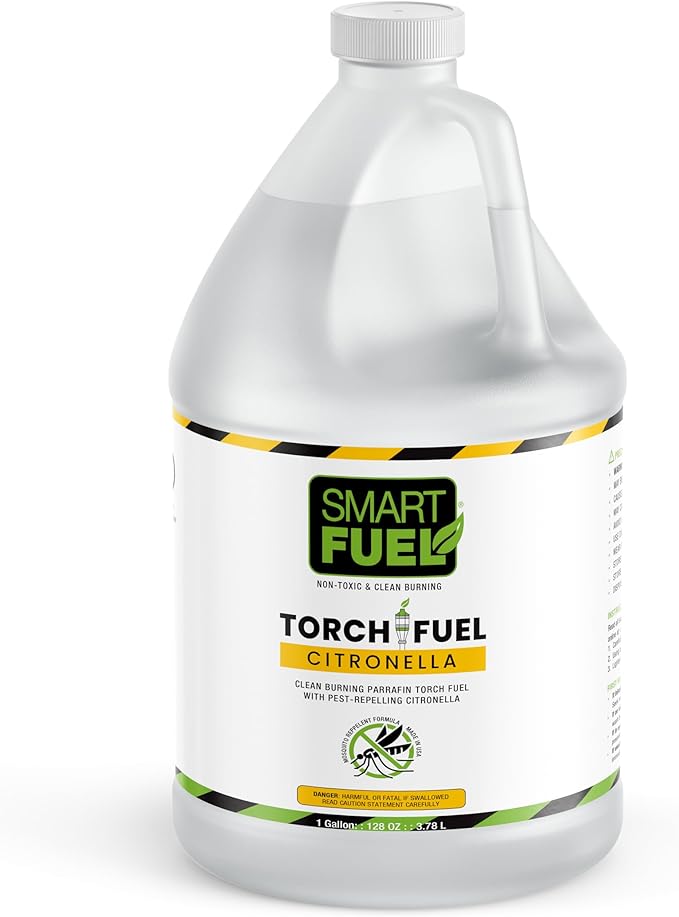 Smart Fuel Citronella Torch Fuel - Clean Burning, Biodegradable Formula with Extended Burn Time, Ideal for Oil Lamp, Tiki Torches for Outside Gatherings – 1 Gallon, Pack of 1