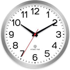 AKCISOT Atomic 12 Inch Wall Clock Analog Clocks for Indoor Kitchen, Battery Operated Clock for Bedroom Office Classroom Living Room(Silver)