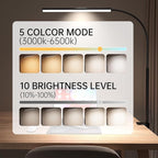 LED Desk Lamp with Clamp, Eye-Protection Clip on Desk Lamp, 5 Modes 10 Brightness Adjustment, 360°Flexible Gooseneck Lamp for Home Office, Lamps with USB Adapter，Black