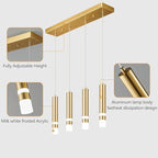 4-Light Dining Room Modern Pendant Light Kitchen Fixture Dimmable LED Gold Pendant Lighting fo Kitchen Island Study Pendant Lights
