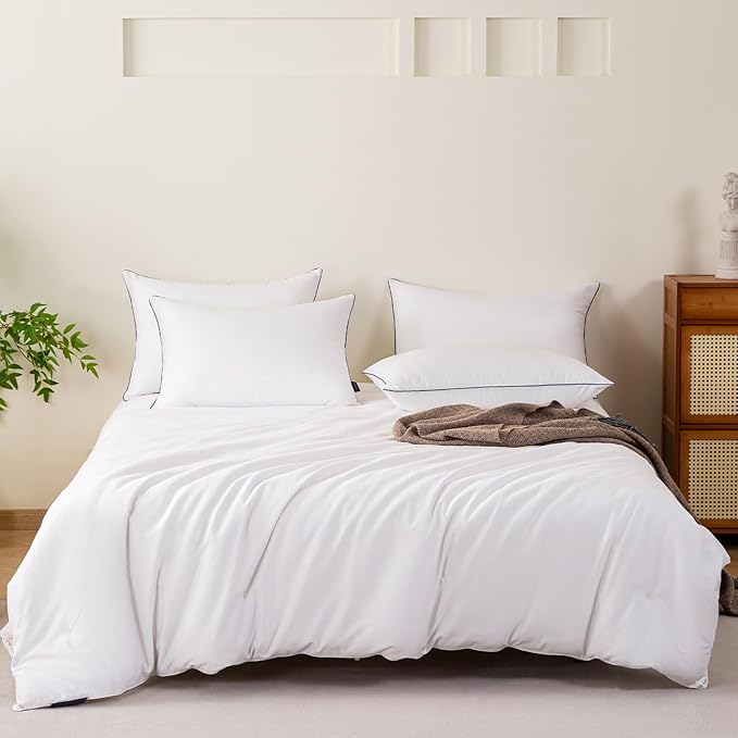 GOHOME Pillows Queen Size Set of 4 - Bed Pillows for Sleeping 4 Pack, Cooling Supportive Hotel Pillows with Premium Soft Down Alternative Fill for Side Stomach and Back Sleepers