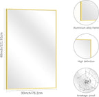Gold Bathroom Mirror for Wall, 30x48 Inch Rectangle Mirrors with Metal Frame, Modern Vanity Wall Mirror Decor for Bathroom Living Room, Entryway Hangs Horizontal or Vertical