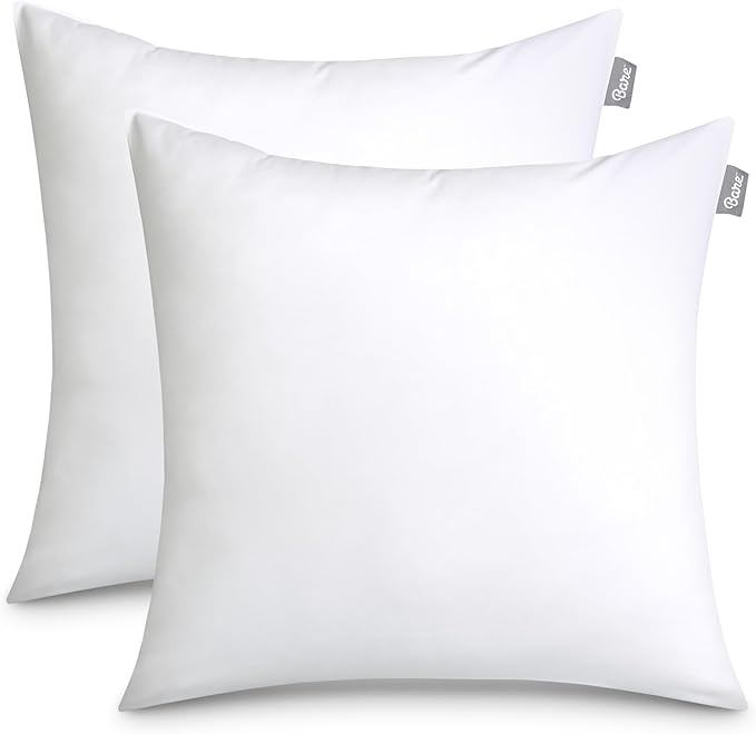 Bare Home Bedding Throw Pillows Insert - 18 x 18 Inches - Decorative Bed and Couch Pillow (Pack of 2, White)