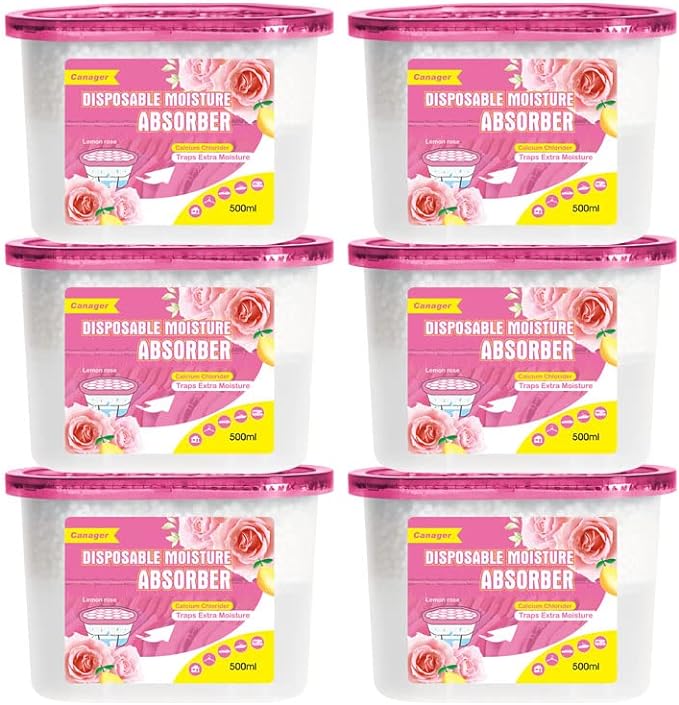 CANAGER Moisture Absorber Box, Lemon Rose-6 packs, Dehumidifier for Closet, Bedroom and Kitchen, Odor Eliminator,Moisture Absorber 12.5 oz.